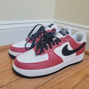 Custom Nike Air Force 1 07'     M/W 10/11.5. Red, Black, White